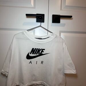 Nike White T-Shirt with Black Swoosh Neck Label